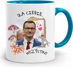 Kék Politikus Bögre Mateusz Morawiecki Miniszterelnök fényképes nyomtatással