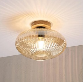 Mennyezeti lámpa MILOU WOOD 1xE27/15W/230V tölgy/füstbézs átm. 29 cm