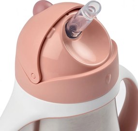 Béaba Rozsdamentes Acél Szívószálas Ivópohár 250 ml - Sötét rózsaszín
