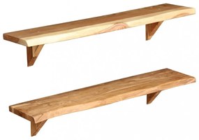 2 db tömör akácfa fali polc 90x20x18 cm