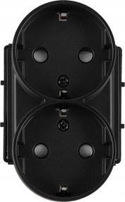 Dupla Schuko Fali Aljzat Modul Földeléssel, Fekete, Keretekhez Miuun