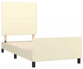 krémszínű műbőr ágykeret fejtámlával 80 x 200 cm