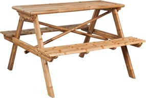 vidaXL bambusz piknikasztal 115 x 115 x 81 cm