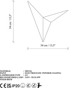 Bird, fali lámpa, arany