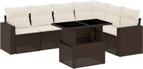 vidaXL 7 részes barna polyrattan kerti ülőgarnitúra párnákkal