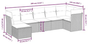 7 részes fekete polyrattan kerti ülőgarnitúra párnával