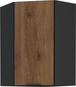 Felső sarokszekrény okapi dió/fekete, MENZO 60x60 GN-90 1F