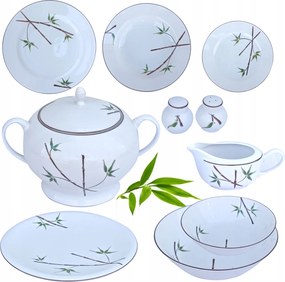 12 Személyes Étkészlet Porcelán Lengyel Chodzież Kézzel Festett