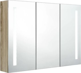 vidaXL tölgyszínű fürdőszobaszekrény LED világítással 89x14x62 cm