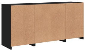 fekete tálalószekrény LED-világítással 142,5 x 37 x 67 cm