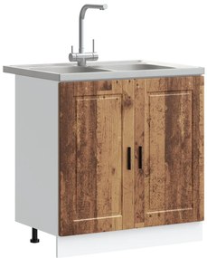 Mosogató Alap Cabinet &quot;&quot;Porto&quot;&quot; Mosogatónál Régi Fa 80x46x84,5 cm Mérnöki Fa