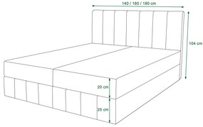 Franciaágy  Boxspring 140 cm Barack (oliva) (matraccal és tárolóhellyel). 1046383