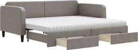 vidaXL tópszínű kihúzható szövet heverő fiókokkal 90 x 200 cm