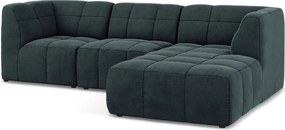 Kék bársony sarokkanapé (jobb oldali-heverő résszel) Aloha – Makamii