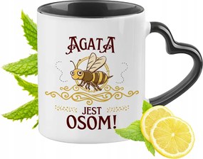 Achát Bögre Fekete Szív Alakú Füllel Ajándék Nyomtatott