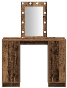 LED Lámpás Öltözőasztal Régi Fa 102x33x135 cm