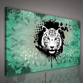 Vászonkép 100x75 Fehér tigris grafika absztrakt energia erő dinamika kontraszt