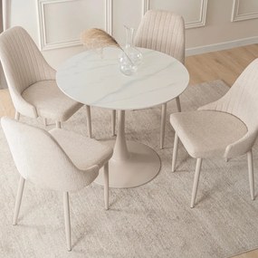 SANDER 90 cm-es étkezőasztal fehér/kasmír színben