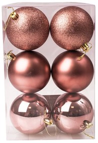 6db-os 8cm-es karácsonyi gömb szett - Rose gold