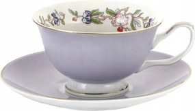 Porcelán csésze lila virág csészealj 200