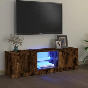 füstölt tölgy színű TV-szekrény LED lámpákkal 120x30x35,5 cm