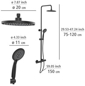 WENKO 25484100 - WATERSAVING SYSTEM zuhanyrendszer 12x120 cm fekete
