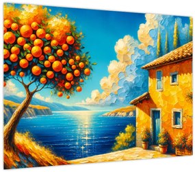 Üveg kép - Ház narancsokkal II. (70x50 cm)
