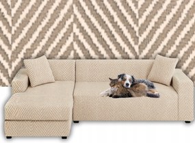 Sarokhuzat Kanapé Bézs Jacquard Rugalmas 2+2 személyes halszálka