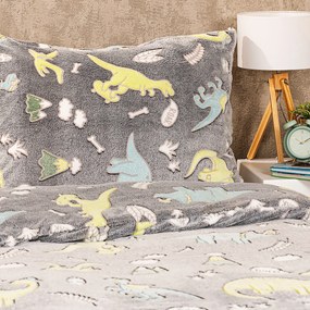 4Home Dino világító mikroflanel ágyneműhuzat, 140 x 200 cm, 70 x 90 cm