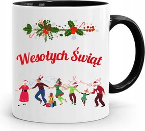 Fekete Karácsonyi Bögre Mikulásra, fényképes nyomtatással