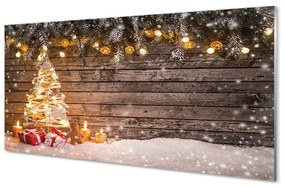 Akrilkép Karácsonyfa díszítés hó 140x70 cm