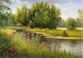 Divatos Flizelin Tapéta Ragasztó Fali 3D Vidéki tájkép 312x219 Ragasztó