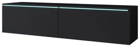 MENDES D 2 TV asztal, 140x30x33, fekete, LED világítással