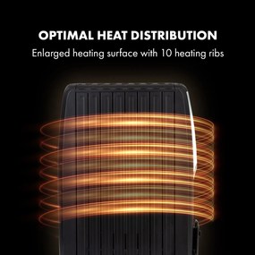 Thermaxx Noir, olajradiátor, 2500 W, 10 - 30 °C, 24-órás időzítő, távirányító, fekete
