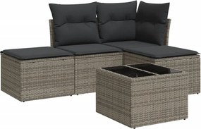 vidaXL 5 részes szürke polyrattan kerti ülőgarnitúra párnákkal