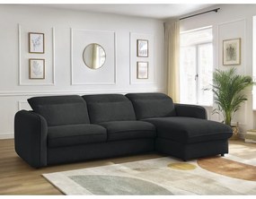 Fekete kinyitható sarokkanapé (variálható) Achille – Bobochic Paris