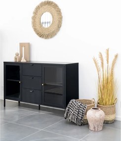 Side pléd, kockás mintázat, 130x180 cm, Fekete/Beige