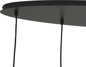 Függőlámpa fekete borostyán, füst és átlátszó üveggel 6-lámpás - Elena