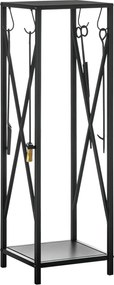 Outsunny Tüzifa Tartó - Oszlopos Tüzifa Tartó - Több Kiegészítő 34H x 34Sz x 111M cm Fekete Fém | Aosom
