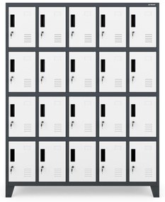 Rekeszes szekrény ROBERT, 1360 x 1720 x 450 mm, antracit-fehér