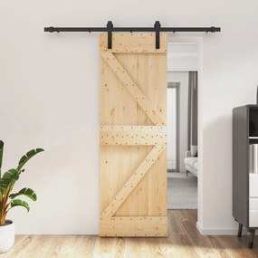 tömör fenyőfa tolóajtó fémszerelék szettel 70 x 210 cm