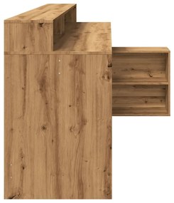 kézműves tölgy színű szerelt fa LED-es íróasztal 200x104x91 cm