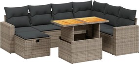 vidaXL 8 részes szürke polyrattan kerti ülőgarnitúra párnákkal
