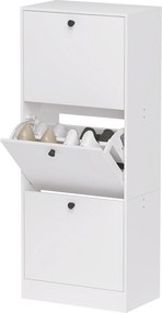 HOMCOM Cipőszekrény 3 Fiókkal, Cipőtartó Állítható Elválasztóval, Karcsú Cipőtároló 12 Pár Cipőhöz 47 x 28 x 115 cm, Fehér | Aosom