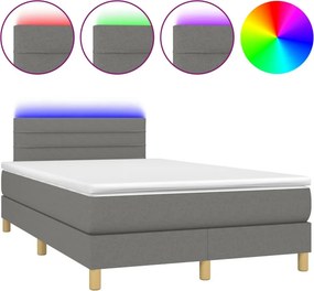 vidaXL sötétszürke szövet rugós és LED-es ágy matraccal 120 x 200 cm