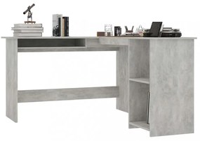 betonszürke szerelt fa L-alakú sarok-íróasztal 120x140x75 cm