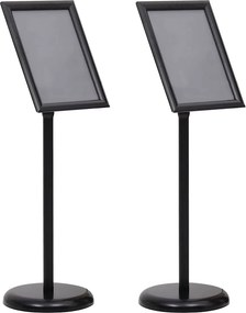 vidaXL Poszter Állványok 2 pcs Fekete 32,7 x 24 x 108 cm Alumínium