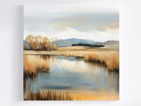 Poszter Tájkép Kilátás Folyó Hegyek Ősz Tájkép 40x40