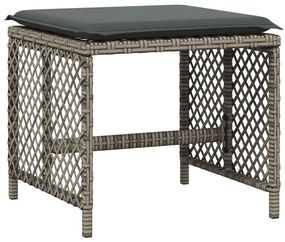 4 db szürke polyrattan kerti szék párnával 41 x 41 x 36 cm
