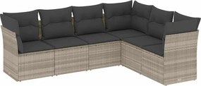 vidaXL 6 részes világosszürke polyrattan kerti ülőgarnitúra párnákkal